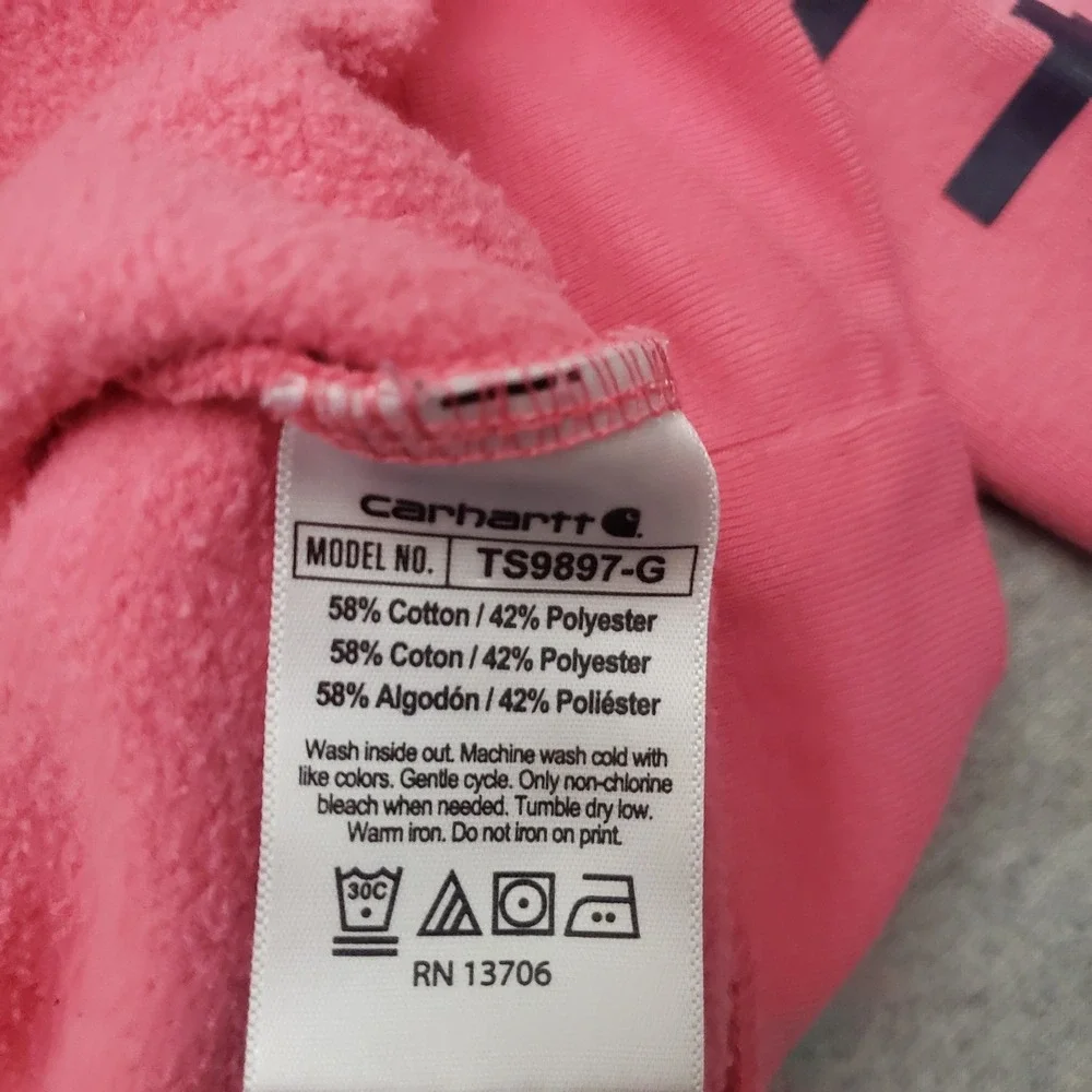 Carhartt Sweatshirt Youth 6X Pink Pullover Hoodie Workwear